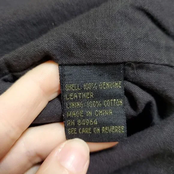 Vintage 90’s Structure Black Leather Snap Biker Vest Size L Mens - Picture 8 of 9